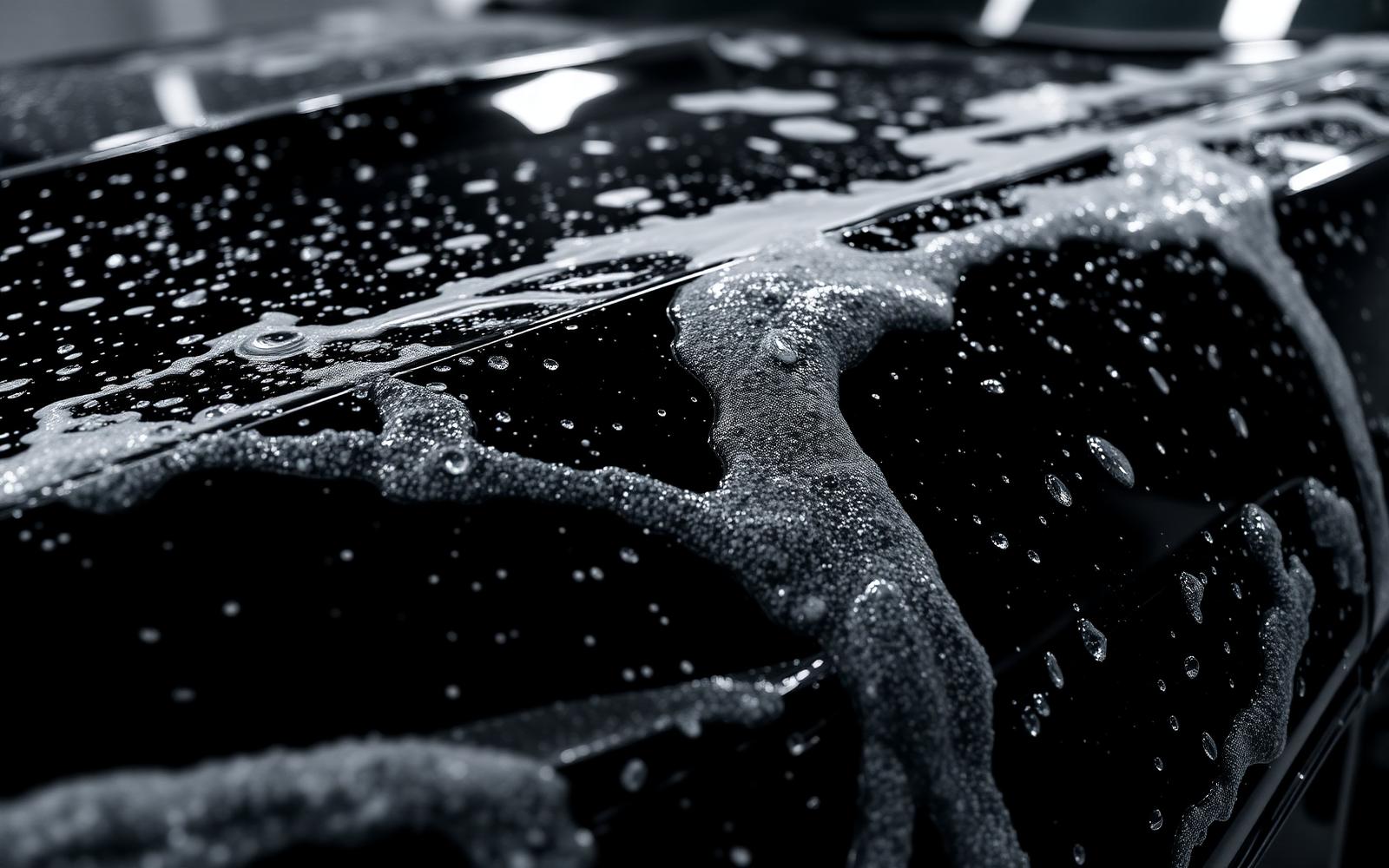 Carro sendo detalhado com espuma profissional